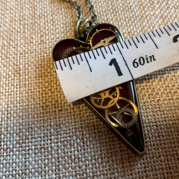 Heart Gears unique Necklace Handmade - Picture 6 of 8
